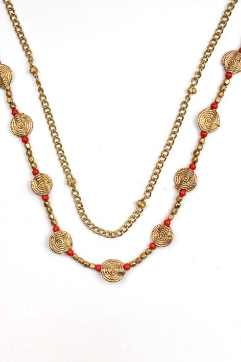 Miharu Coin Layered Dokra Necklace