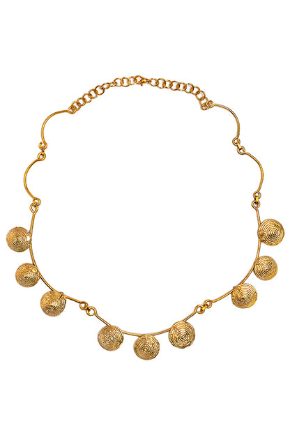 Miharu Embossed Beauty Brass Necklace