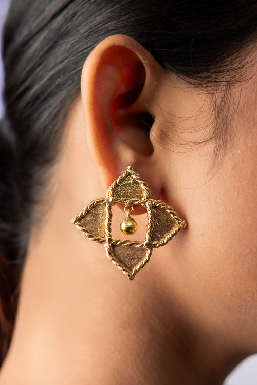 Dhokra Rhombus Charm Earring
