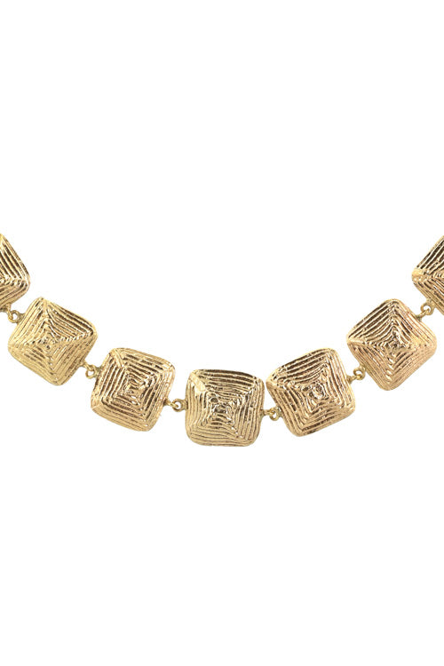 square shaped dokra necklace