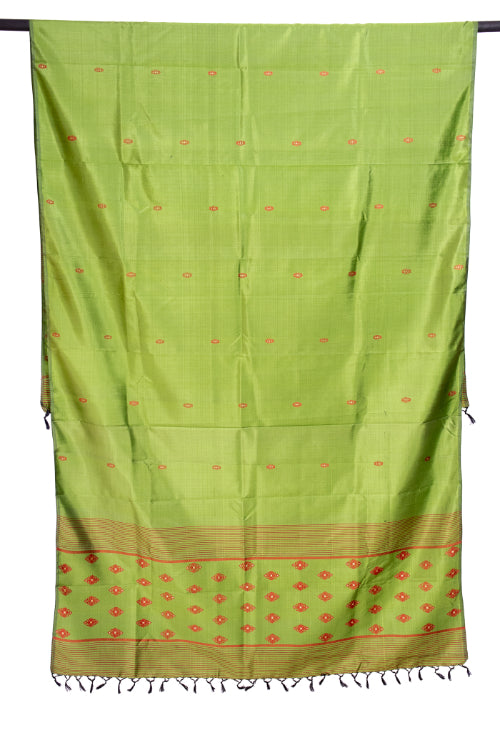 Green Pure Silk Hand Loom Dupatta MIH06