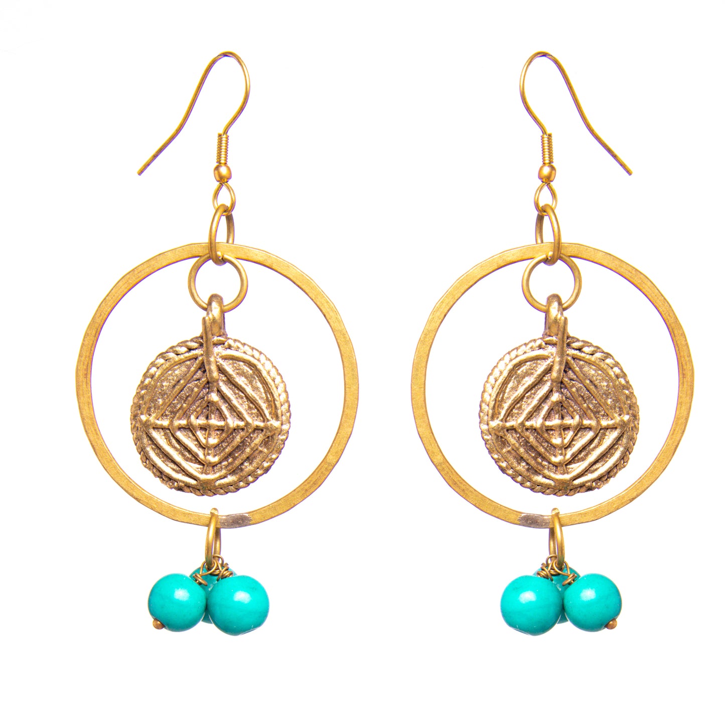 Blue and Gold Dangle Earrings DEr63