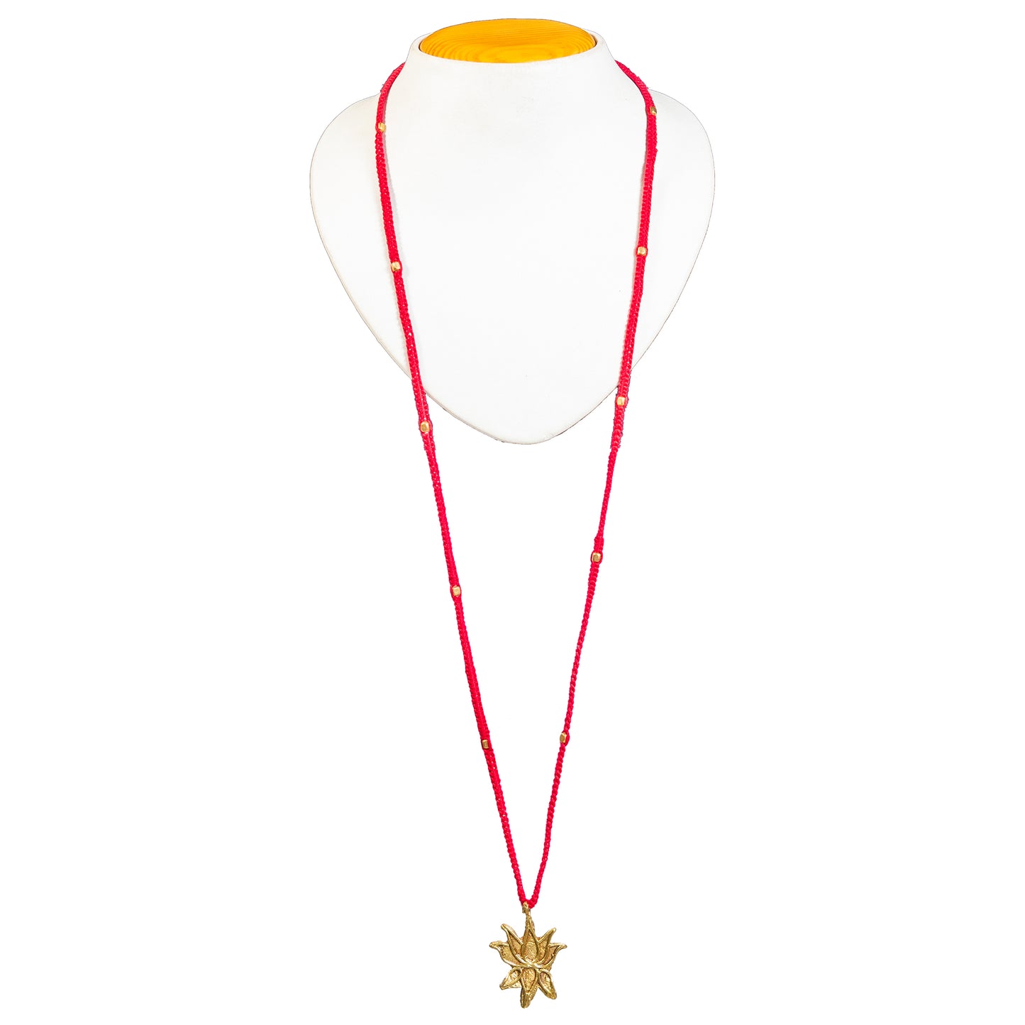 Red Gold Tone Lotus Pendant