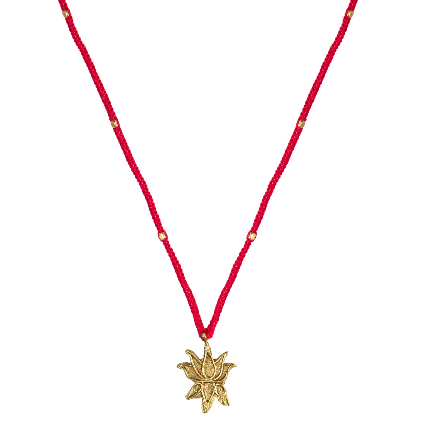 Red Gold Tone Lotus Pendant