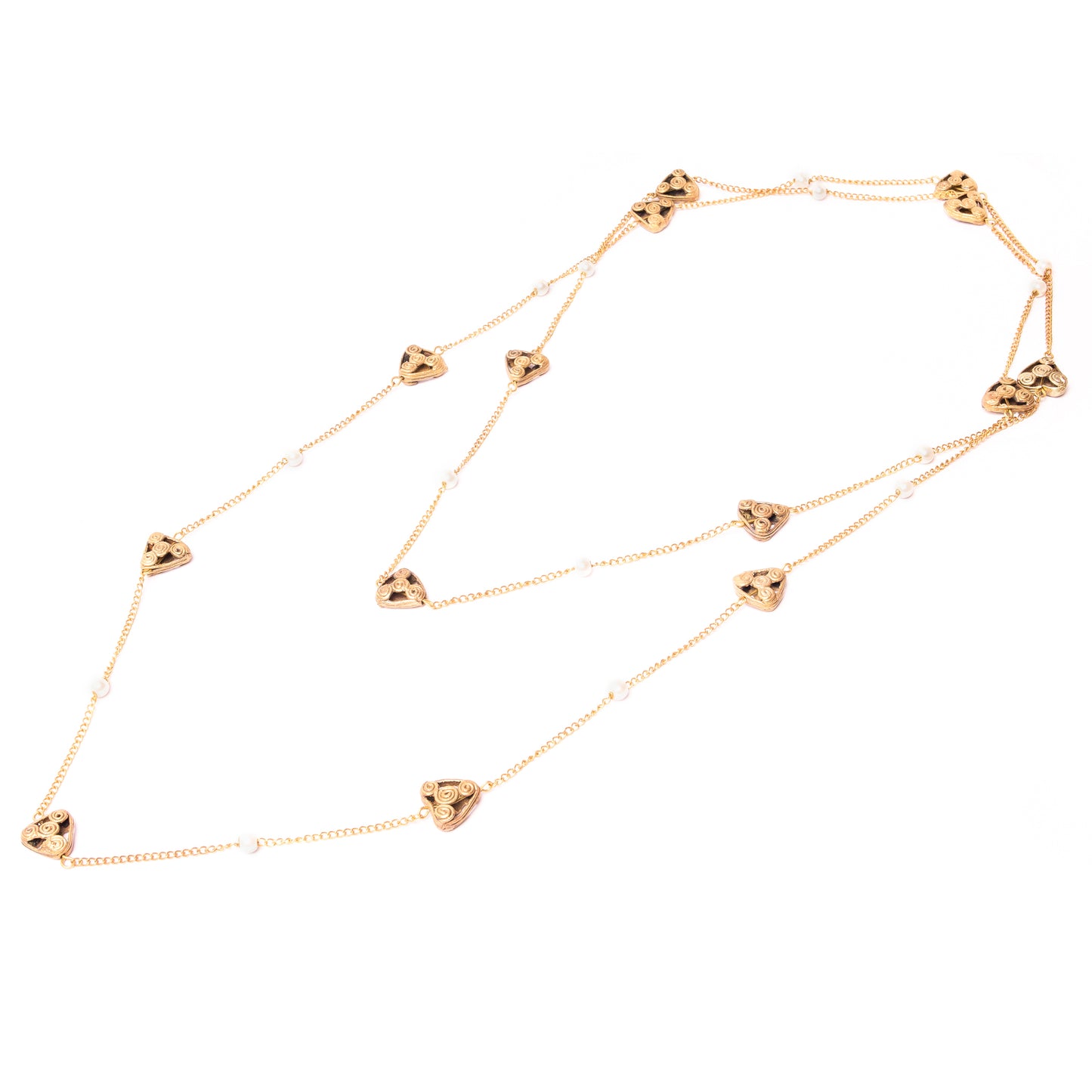 Gold Tone Necklace with Corals CD1943b
