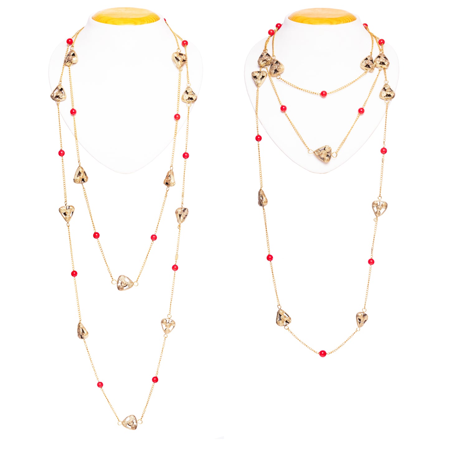 Gold Tone Necklace with Corals CD1943b
