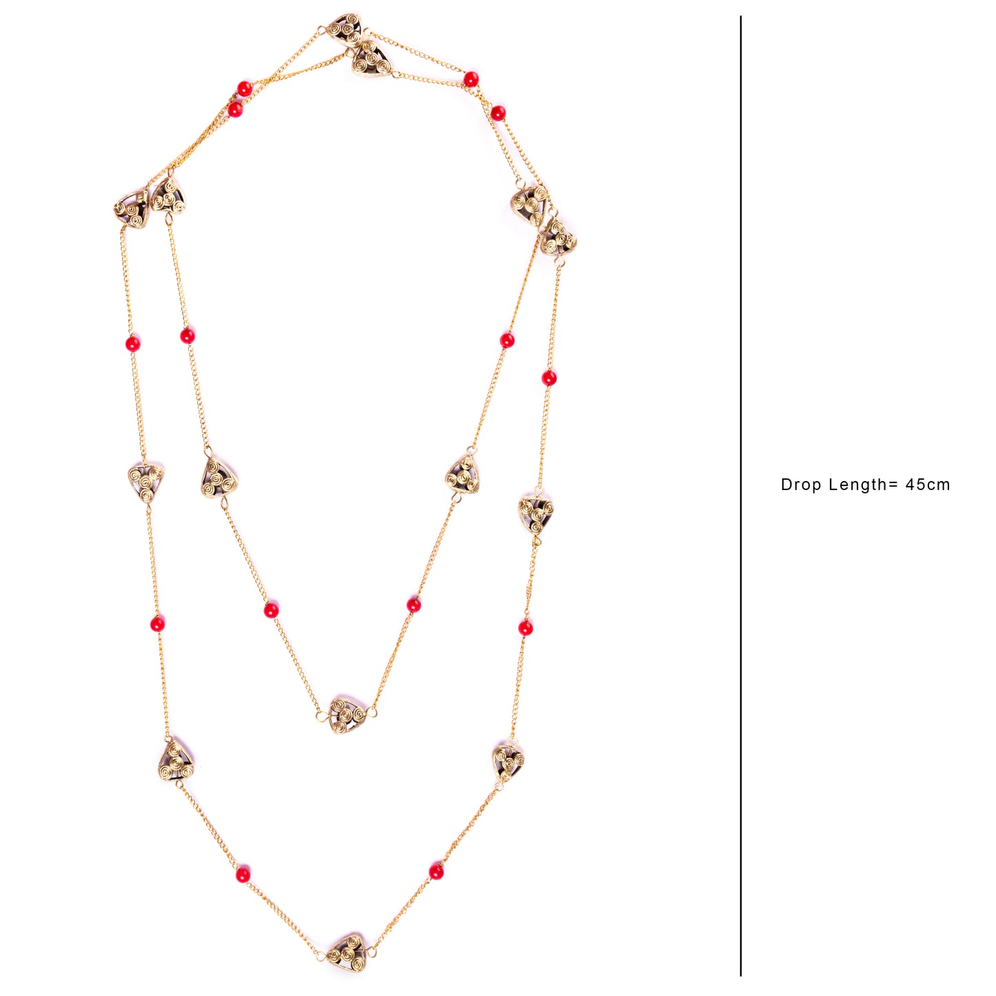 Gold Tone Necklace with Corals CD1943b