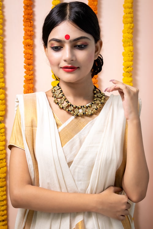 Brass Thread Choker Necklace D85b