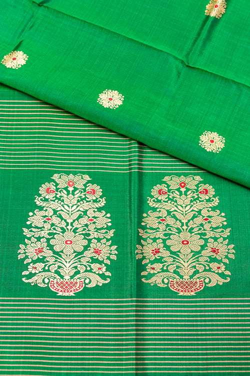 Green Silk Hand woven Dupatta MIH087