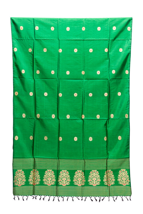 Green Silk Hand woven Dupatta MIH087