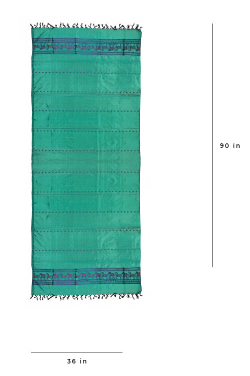 Miharu Sea Green Handwoven Pure Silk Baluchari Dupatta