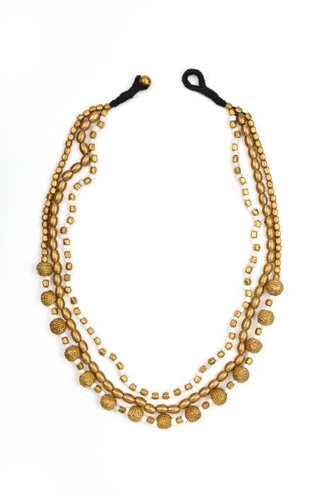 Miharu White Gold Tone Dokra Layered Necklace