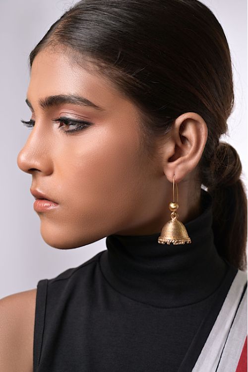 brass jhumka earrings