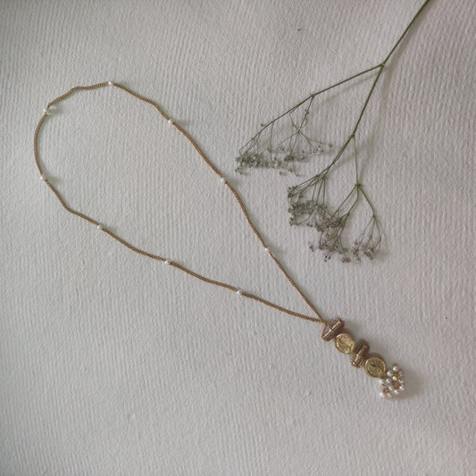 Miharu Carnation Charm Brass Necklace