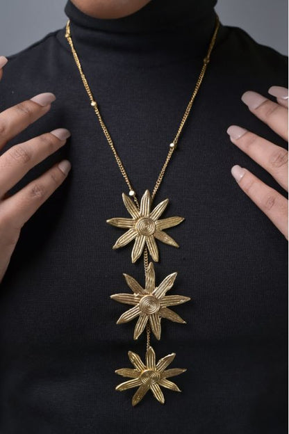 Miharu Radiant Sunflower Brass Necklace