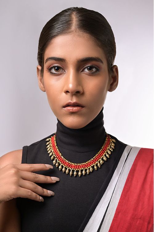 Women wearing Coral Beaded Antique Choker