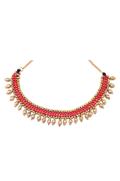 Brass Jewellery Coral Beaded Antique Choker