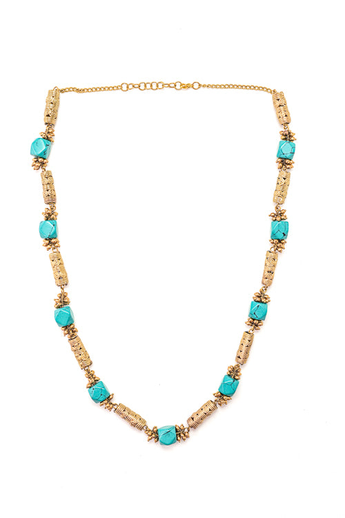 Dokra necklace with semi precious stones