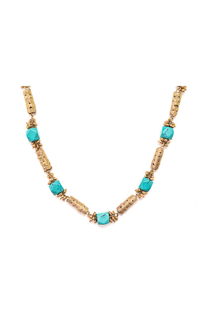 Brass necklace with semi precious stones