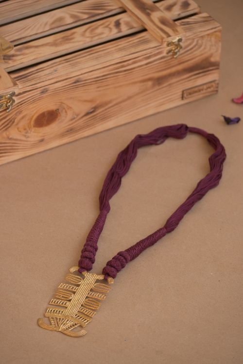 Brass Thread Matinee Necklace D11c