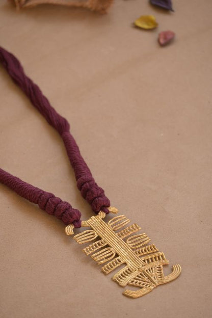 Brass Thread Matinee Necklace D11c