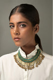 Miharu Statement Flat Brass Beaded Necklace