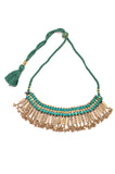 Miharu Statement Flat Brass Beaded Necklace