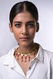 Miharu Circular Motif Coral Beaded Necklace