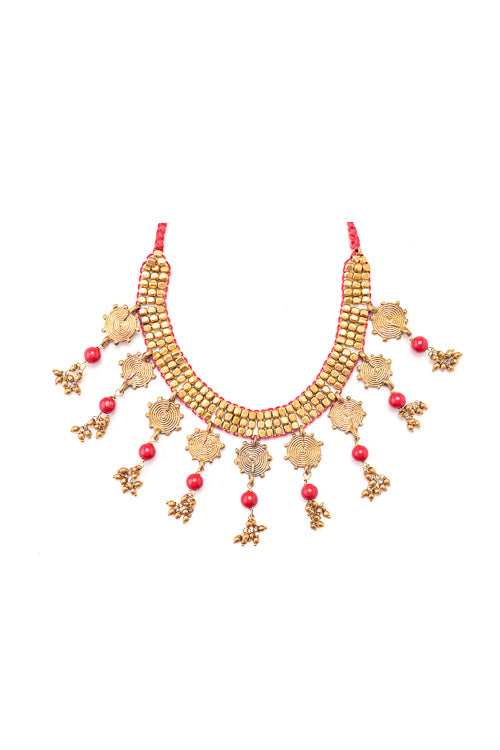 Handmade dhokra jewellery with semi precious stones