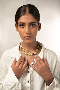 Miharu Circular Motif Coral Beaded Necklace
