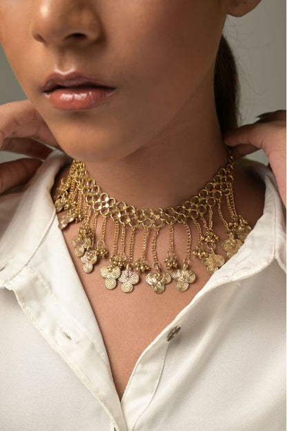Women wearing beautiful choker dokra necklace