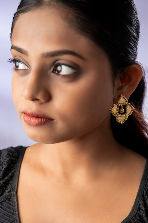 Dhokra Rhombus Charm Earring