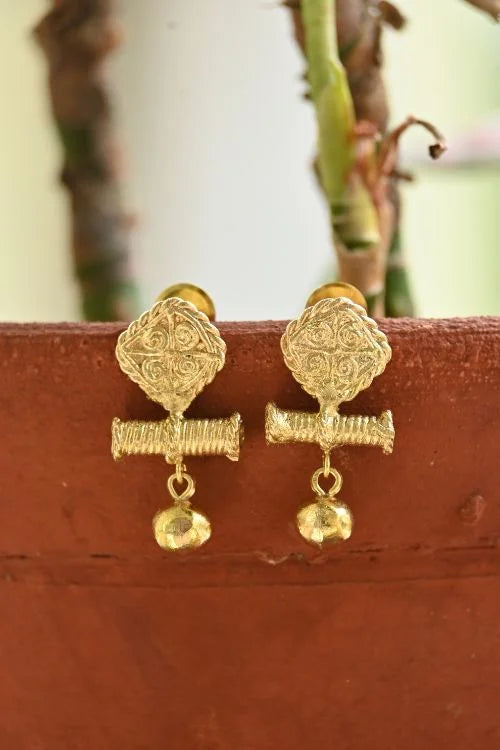 Miharu Rajvika Heritage Dokra Earrings