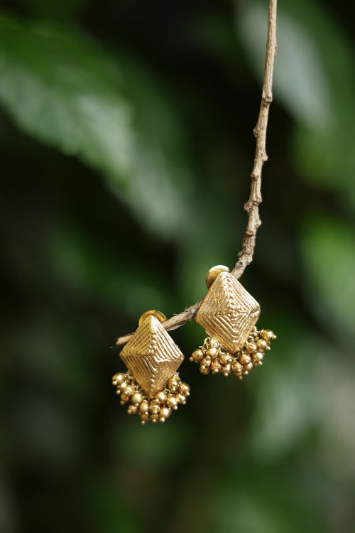 Miharu Textured Cube Drop Earrings