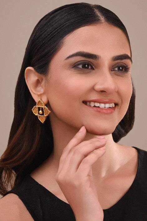 Dhokra Rhombus Charm Earring