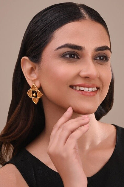 Dhokra Rhombus Charm Earring
