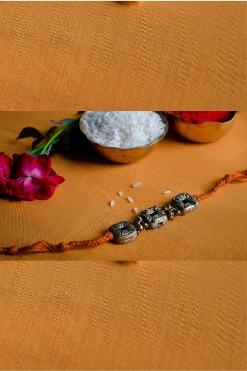 Miharu Handmade Thread  Dokra Rakhi RH012
