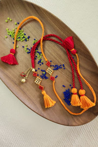 Miharu Orange Red Handmade Rakhi Lumba Set