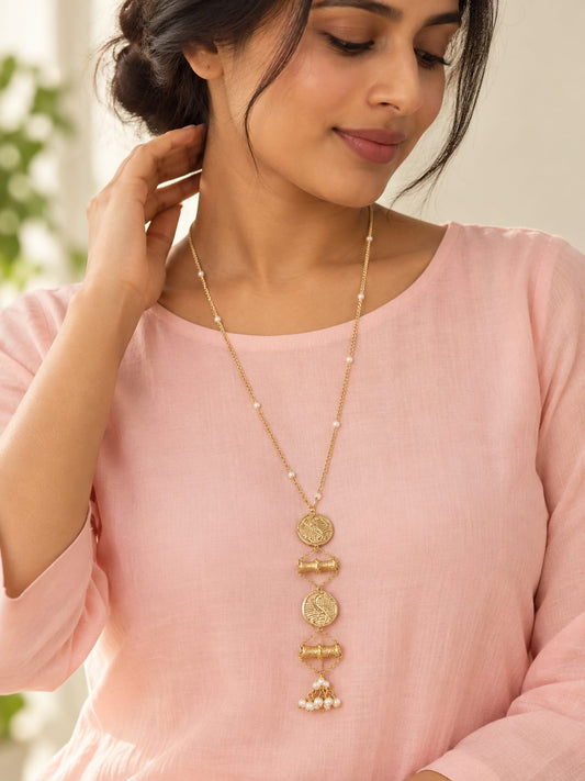 Miharu Carnation Charm Brass Necklace