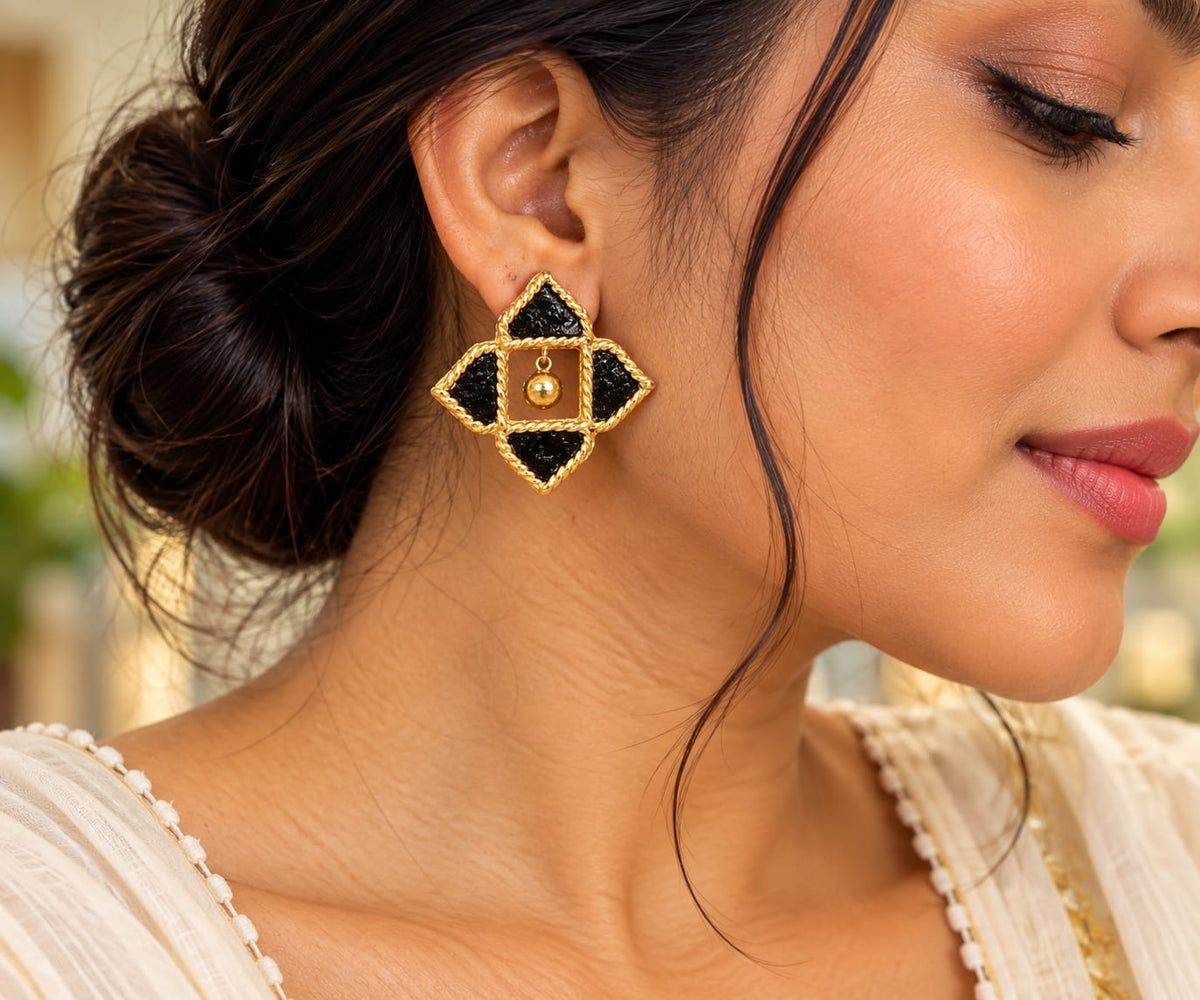 Dhokra Rhombus Charm Earring