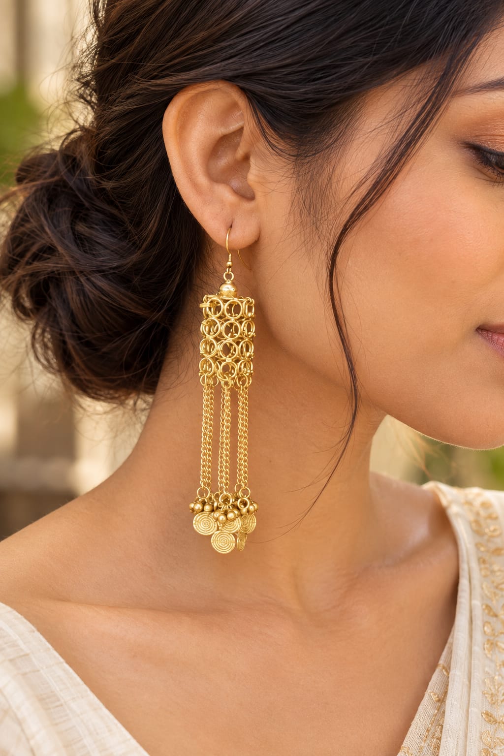 Hasta Intricate Rectangle Jali Earrings