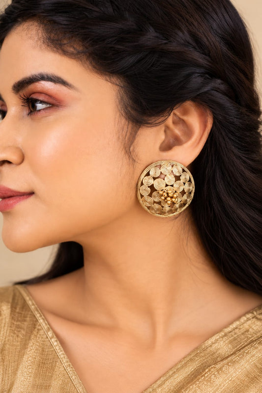Miharu Dokra Circular Stud Earrings