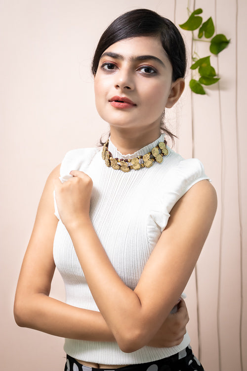 Brass Thread Choker Necklace D84a