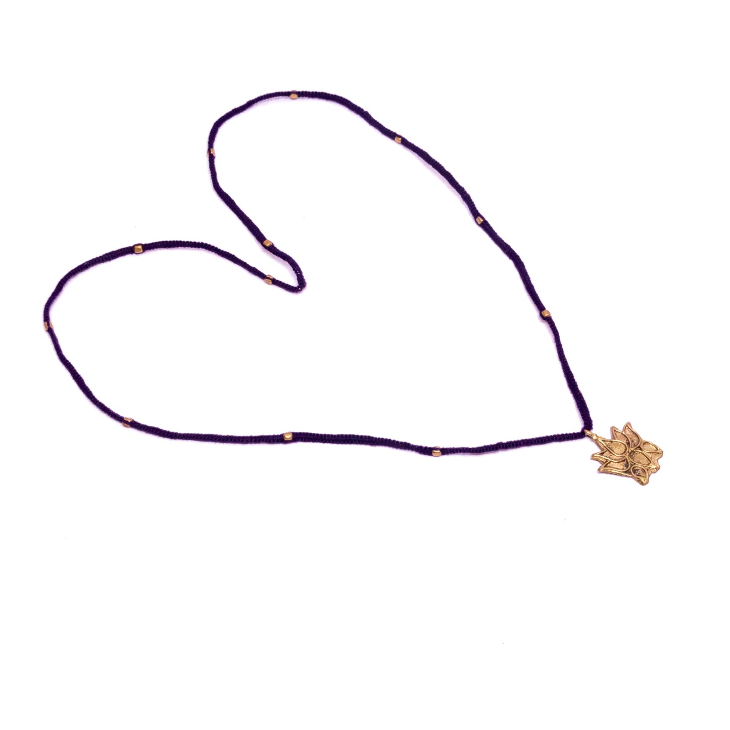 Blue Gold Tone Lotus Pendant