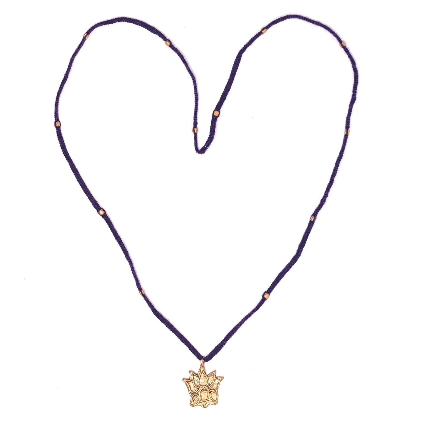 Blue Gold Tone Lotus Pendant