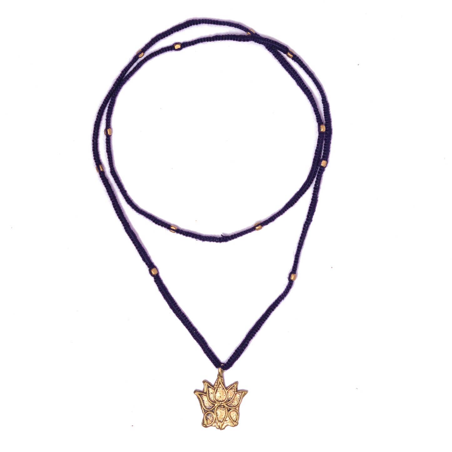 Blue Gold Tone Lotus Pendant