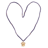 Blue Gold Tone Lotus Pendant