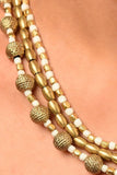 Miharu White Gold Tone Dokra Layered Necklace