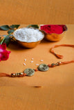 Miharu Handmade Dokra Orange Thread Rakhi Reusable Choker* Circle (RH09)