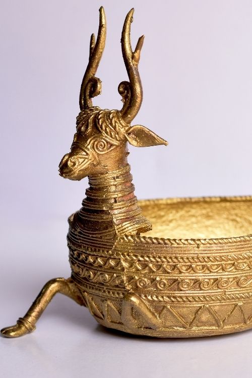 Dhokra Deer Side Table Tray DSt004